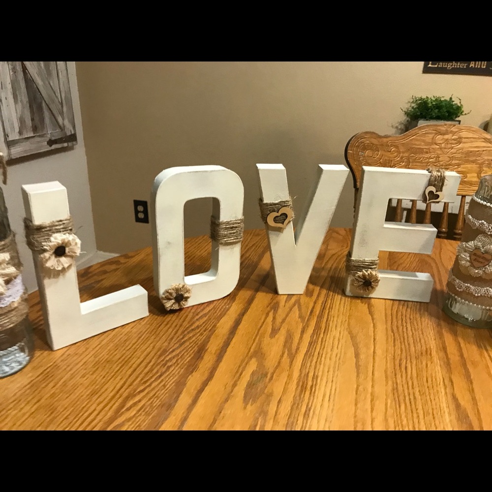 LOVE letters rustic wedding decor